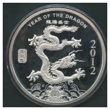 2012 Year of the Dragon .999 Silver Round 10 ozt