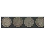 4- Middle Grade Liberty Head Barber Half Dollars