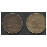 1857 and 1858 LL Flying Eagle Cents