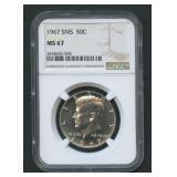 1967 SMS Silver Kennedy Half NGC MS 67