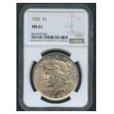 1922 Peace Silver Dollar NGC MS 61