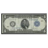 1914 $5 Federal Reserve Note Blue Seal FR-855