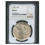 1923 Peace Silver Dollar NGC MS 63