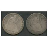 1854-O and 1873 Arrows Seated Liberty Halves