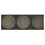 3- Mixed Seated Liberty Dimes