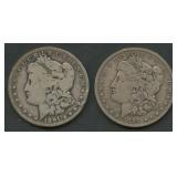 2- 1891-O Morgan Silver Dollars