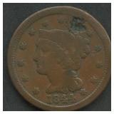 1844 Over 81 Braided Hair Large Cent