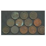 12- Mixed Large Cents 1820-1856