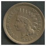 1860 Round Bust Copper-Nickel Indian Head Cent