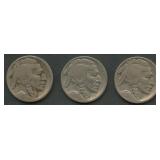 3- 1921-S Buffalo Nickels