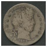 1913 Liberty Head Barber Quarter