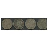 4- Mixed Three-Cent Nickels