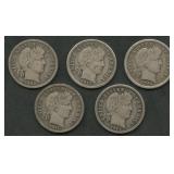 5- Mixed Liberty Head Barber Dimes