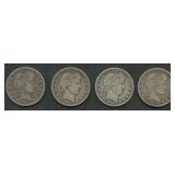 4- Mixed Liberty Head Barber Quarters