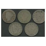 5- 1883 With Cents Liberty Head V Nickels