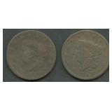 2- 1819/8 Coronet Head Large Cents