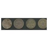 4- Mixed Type 1 Three-Cent Silver Pieces