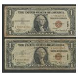 2- 1935A $1 Silver Certificates Hawaii FR-2300