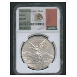 2024 Mo Mexico 1 Onza Silver NGC MS 69