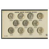 US Wartime Nickels in Whitman Display