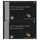 2- 2012 US Mint Silver Proof Sets