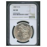 1887-S Morgan Silver Dollar NGC AU 58
