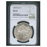 1878-CC Morgan Silver Dollar NGC MS 62