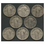 8- Mixed Standing Liberty Quarters