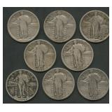 8- Mixed Standing Liberty Quarters
