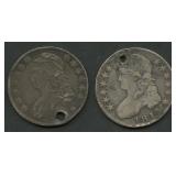 1813 and 1819 Capped Bust Half Dollars Holed
