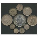 10- Mixed Foreign Coins .500 Silver 3.90 ozt