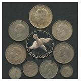 10- Mixed Foreign Coins .500 Silver 4.09 ozt