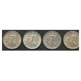 4- 1941 Walking Liberty Half Dollars