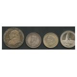4- Mixed International Coins .925 Silver 2.17 ozt