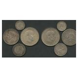 8- Mixed Foreign Coins .800 Silver 2.54 ozt