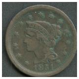 1851 Braided Hair Large Cent