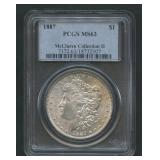 1887 Morgan Silver Dollar PCGS MS 63