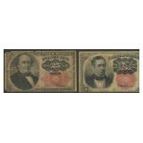 2- Fractional Currency 5th Issues 10c and 25c
