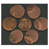 7- Mixed Off Center Planchet Lincoln Head Cents