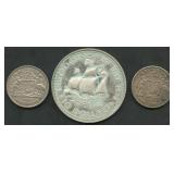 3- Mixed Foreign Coins .925 Silver 2.32 ozt