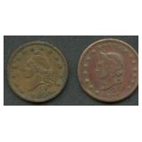 2- Mixed Civil War Tokens Patriotic & Store Card