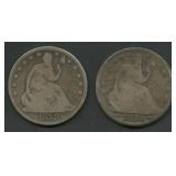1854 and 1858-O Seated Liberty Half Dollars