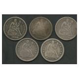 5- Mixed Seated Liberty Dimes