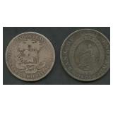 (1.63 ozt TW) 2- Mixed Foreign Coins .900 Silver