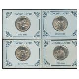 4- 1982-D Washington Commem Silver Halves