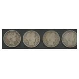 4- Mixed Liberty Head Barber Half Dollars