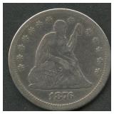 1876-CC Seated Liberty Quarter