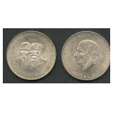 (1.85 ozt TW) 2- Mexico 10 Pesos .900 Silver