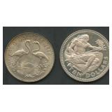 (2.16 ozt TW) 2- Mixed Foreign Coins .925 Silver