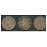 (1.45 ozt TW) 3- Netherlands 2.5 Gul .720 Silver